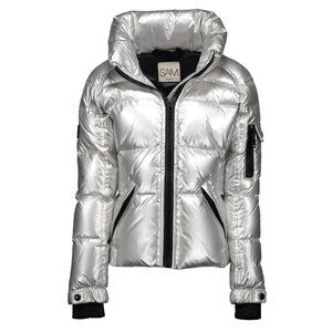 SAM. Metallic Silver Girl's Freestyle Down Jacket, Size 14